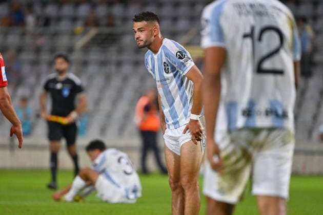 Raphael WACH, TSV 1860 Munich, after the game, disappointment, frustration, disappointed, frustrated, dejected, action, Bavarian State Cup, Toto Cup: TSV 1860 Munich vs. TSV Buchbach 1–3 on September 1, 2026, at Grünwalder Stadium