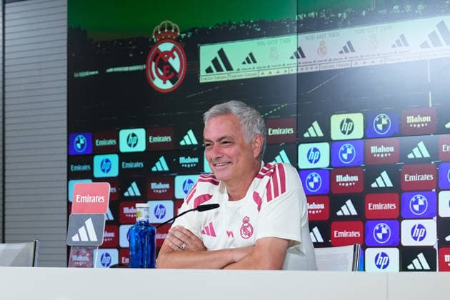 September 3, 2026, Valdebebas, Madrid, Spain: Jose Mourinho, head coach of Real Madrid, attends his press conference, PK, Pressekonferenz during the training day of Real Madrid ahead the Spanish League, LaLiga EA Sports, football match against Real Betis Balompie at Ciudad Deportiva Real Madrid on September 03, 2026, in Valdebebas, Madrid, Spain. Real Madrid Training And Press Conference - Laliga Ea Sports - ZUMAa181 20260903_zaa_a181_018 Copyright: xDennisxAgyemanx