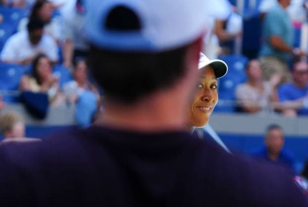 Naomi Osaka grins towards her player box after her second round win 2026 US Open, Day Five, USTA Billie Jean King National Tennis Center, New York, USA - 03 Sep 2026New York USTA Billie Jean King National T New York (NY) United States of America EDITORIAL USE ONLY No use with unauthorised audio, video, data, fixture lists, club league logos or live services. Online in-match use limited to 120 images, no video emulation. No use in betting, games or single club league player publications. Copyright: xJavierxGarcia Shutterstockx 17132980ai