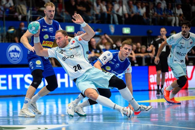 Tobias Heinzelmann, HBW Balingen Weilstetten, 28; Vukasin Antonijevic, ThSV Eisenach, 41; Dominik Solak, ThSV Eisenach, 30 (GER), ThSV Eisenach vs. HBW Balingen Weilstetten, 1st Opel Handball Bundesliga, Handball, Matchday 2, 2026–2027 Season, September 3, 2026, GER, ThSV Eisenach vs. HBW Balingen Weilstetten, 1st Opel Handball Bundesliga, Handball, Matchday 2, 2026–2027 season, September 3, 2026, Eisenach Copyright: xMartinxHerbstx