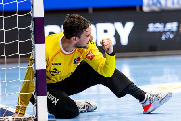 September 3, 2026, GER, Handball, Men, 2026–2027 Season, Opel 1st Division, Matchday 2, ThSV Eisenach vs. HBW Balingen Weilstetten. HBW Balingen Weilstetten wins the away game in Eisenach 27–36, Pictured: Daniel Rebmann, HBW Balingen Weilstetten, 99817 Eisenach, Werner Assmann Hall, Am Sportp, Thuringia, Germany