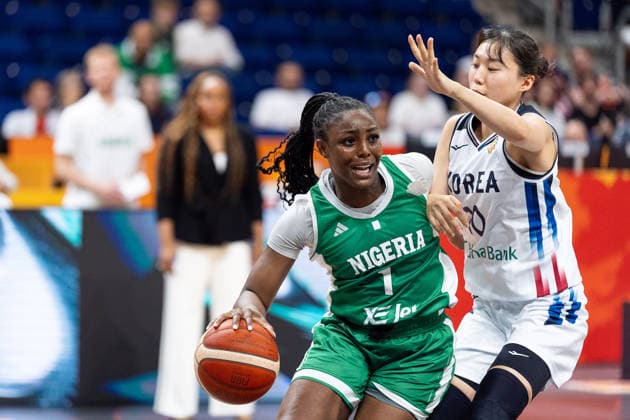 Grace Efosa Aguebor (Nigeria), No. 1, dribbling past Yoolim Kang (Korea), No. 10, GER, Korea vs. Nigeria, Basketball, 2026 FIBA Women s World Cup, Group Stage, Matchday 1, September 4, 2026, GER, Korea vs. Nigeria, Basketball, 2026 FIBA Women’s World Cup, Matchday 1, September 4, 2026, Berlin Copyright: xEibner-Pressefoto MaxxVincenx EP_MVN