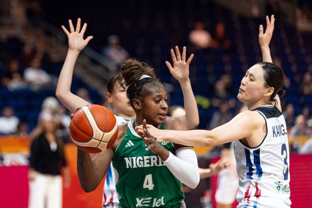 Elizabeth Balogun (Nigeria), No. 04, in a one-on-one battle with Leeseul Kang (Korea), No. 03; GER, Korea vs. Nigeria, Basketball, 2026 FIBA Women’s World Cup, Group Stage, Matchday 1, September 4, 2026, GER, Korea vs. Nigeria, Basketball, 2026 FIBA Women’s World Cup, Matchday 1, September 4, 2026, Berlin Copyright: xEibner-Pressefoto MaxxVincenx EP_MVN