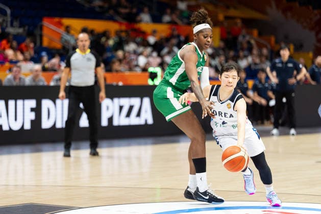 Yeeun Heo (Korea), No. 02, dribbling past Elizabeth Balogun (Nigeria), No. 04, GER, Korea vs. Nigeria, Basketball, FIBA Women’s World Cup 2026, Group Stage, Matchday 1, September 4, 2026, GER, Korea vs. Nigeria, Basketball, FIBA Women’s World Cup 2026, Matchday 1, September 4, 2026, Berlin Copyright: xEibner-Pressefoto MaxxVincenx EP_MVN