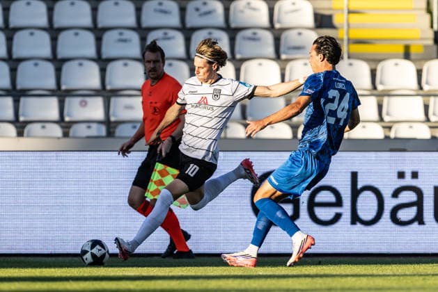 SSV Ulm 1846 Soccer vs. SGV Freiberg Heilbronn, Soccer, Regionalliga Southwest, Matchday 5, Donaustadion Ulm, September 4, 2026, photo by Oliver Wähling, SSV Ulm 1846 Soccer, 10, Jeremias Lorch SGV Heilbronn Freiberg, 24 SSV Ulm 1846 Soccer vs. SGV Freiberg Heilbronn, Soccer, Southwest Regional League, Matchday 5, Donaustadion Ulm, September 4, 2026; Photo by Lucca Fundel; Ulm Donaustadion, Baden-Württemberg, Germany