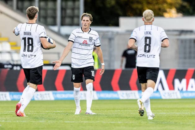 SSV Ulm 1846 Soccer vs. SGV Freiberg Heilbronn, Soccer, Regionalliga Southwest, Matchday 5, Donaustadion Ulm, September 4, 2026—Goal celebration, cheers, and joy after Oliver Wähling’s goal (1–2) for SSV Ulm 1846 Soccer, 10 SSV Ulm 1846 Soccer vs. SGV Freiberg Heilbronn, Soccer, Regionalliga Southwest, Matchday 5, Donaustadion Ulm, September 26, 2004. Photo by Lucca Fundel, Ulm Donaustadion, Baden-Württemberg, Germany