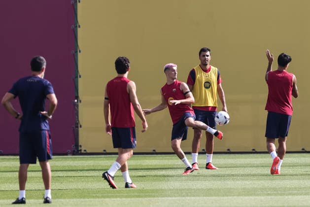 September 5, 2026, Sant Joan Despi, Barcelona, Spain: Gavi and Rodri during the training day of FC Barcelona, Barca ahead the Spanish League, Laliga EA Sports, football match against Valencia CF at Ciudad Esportiva Joan Gamper on September 05, 2026 in Sant Joan Despi, Barcelona, Spain. FC Barcelona Training And press conference, PK, Pressekonferenz - LaLiga EA Sports - ZUMAa181 20260905_zaa_a181_004 Copyright: xJavierxBorregox