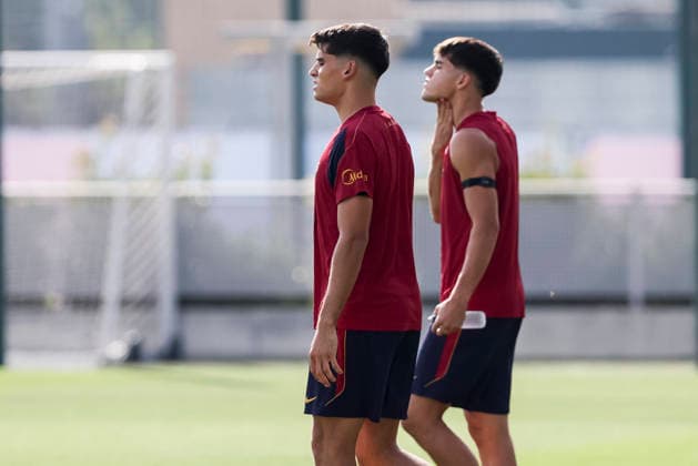 September 5, 2026, Sant Joan Despi, Barcelona, Spain: Gerard Martin and Pau Cubarsi during the training day of FC Barcelona, Barca ahead the Spanish League, Laliga EA Sports, football match against Valencia CF at Ciudad Esportiva Joan Gamper on September 05, 2026 in Sant Joan Despi, Barcelona, Spain. Sant Joan Despi Spain - ZUMAa181 20260905_zaa_a181_022 Copyright: xJavierxBorregox