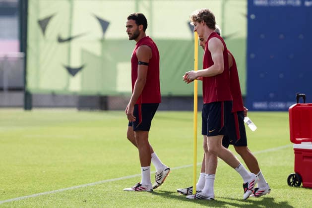 September 5, 2026, Sant Joan Despi, Barcelona, Spain: Eric Garcia and Anthony Gordon during the training day of FC Barcelona, Barca ahead the Spanish League, Laliga EA Sports, football match against Valencia CF at Ciudad Esportiva Joan Gamper on September 05, 2026 in Sant Joan Despi, Barcelona, Spain. Sant Joan Despi Spain - ZUMAa181 20260905_zaa_a181_024 Copyright: xJavierxBorregox