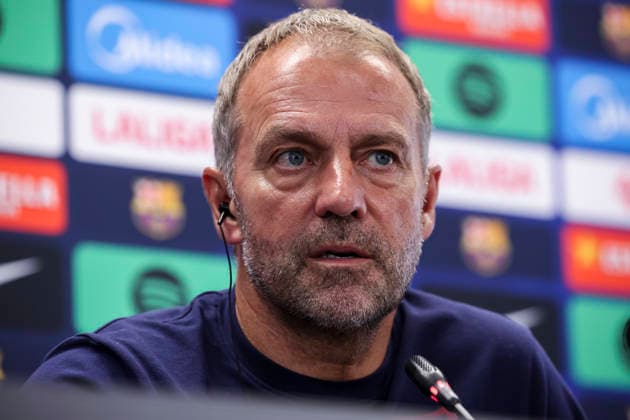 September 5, 2026, Sant Joan Despi, Barcelona, Spain: Hansi Flick, head coach of FC Barcelona, Barca attends his press conference, PK, Pressekonferenz during the training day of FC Barcelona ahead the Spanish League, LaLiga EA Sports, football match against Valencia CF at Ciudad Esportiva Joan Gamper on September 05, 2026 in Sant Joan Despi, Barcelona, Spain. Sant Joan Despi Spain - ZUMAa181 20260905_zaa_a181_035 Copyright: xJavierxBorregox