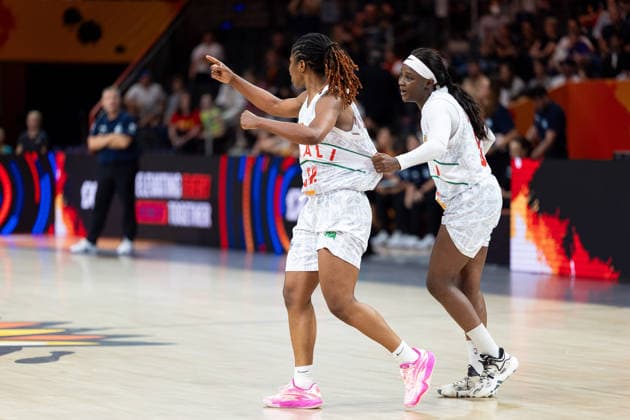 Rokia Doumbia of Mali, 52, and Djeneba N. Diaye of Mali, 50, celebrate; GER, Mali vs. Spain, basketball, 2026 FIBA Women’s World Cup, group stage, Matchday 2, September 5, 2026, GER, Mali vs. Spain, basketball, 2026 FIBA Women’s World Cup, group stage, Match Day 2, September 5, 2026, Berlin Copyright: xEibner-Pressefoto MaxxVincenx EP_MVN