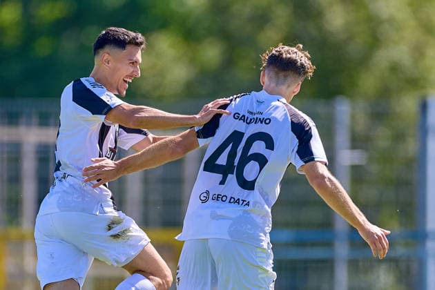 Dean Melo (VfR Aalen, 18) and Gianluca Gaudino (VfR Aalen, 46) celebrate the goal that gave VfR Aalen a 1-0 lead against SV Eintracht Trier, soccer, Regionalliga Southwest Men, Matchday 5, 2026–2027 season, September 5, 2026: VfR Aalen vs. SV Eintracht Trier, soccer, Regionalliga Southwest Men, Matchday 5, 2026–2027 season, September 5, 2026, Aalen Copyright: xEibner-Pressefoto GeraldxOelze-dexStoppanyx EP_ODS