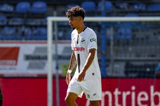 Germany Soccer Season 2026–2027, 3rd Division, Matchday 4, SV Waldhof Mannheim 07 vs. SC Verl, Carl Benz Stadium, Mannheim, André Leipold, SC Verl, 20, facial expressions, emotions, Mannheim, Carl Benz Stadium, Germany Copyright: xBennetxLongx