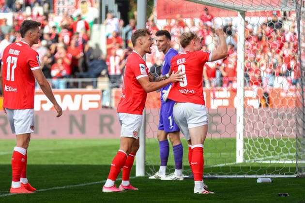 Rot Weiss Essen vs. FC Viktoria Cologne, Soccer, 3rd Division, Matchday 4, 2026–2027 Season, September 5, 2026: Tony Menzel (RW Essen) celebrates his first goal against FC Viktoria Cologne, Soccer, 3rd Division, Matchday 4, 2026–2027 season, September 5, 2026, Essen Copyright: xEibner-Pressefoto JavadxMohammadx EP_JMR