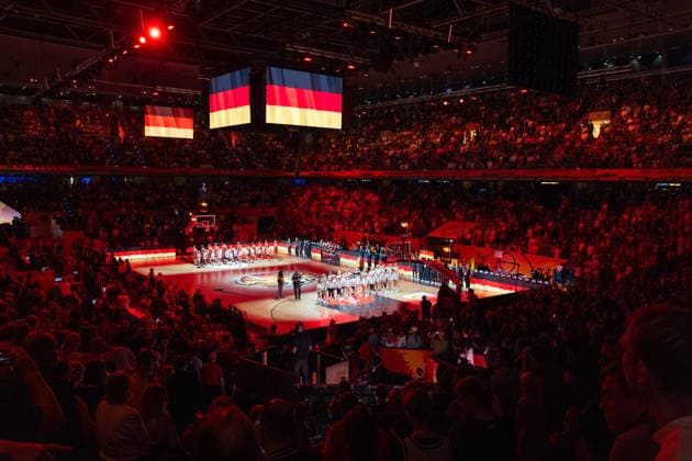 German team during the national anthem, GER, Germany vs. Japan, basketball, 2026 FIBA Women s World Cup, group stage, Match Day 2, September 5, 2026, GER, Germany vs. Japan, Basketball, 2026 FIBA Women’s World Cup, Group Stage, Matchday 2, September 5, 2026, Berlin Copyright: xEibner-Pressefoto MaxxVincenx EP_MVN