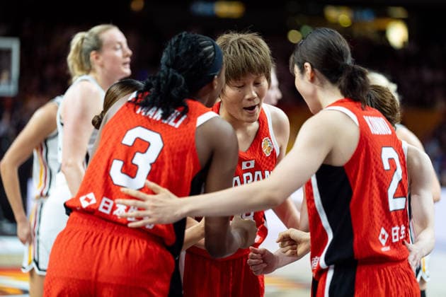 Japanese team during a huddle, Stephanie Mawuli (Japan), 03, Maki Takada (Japan), 08, Norika Konno (Japan), 02, GER, Germany vs. Japan, Basketball, 2026 FIBA Women’s World Cup, Group Stage, Matchday 2, September 5, 2026 GER, Germany vs. Japan, basketball, 2026 FIBA Women’s World Cup, group stage, Matchday 2, September 5, 2026 Berlin Copyright: xEibner-Pressefoto MaxxVincenx EP_MVN