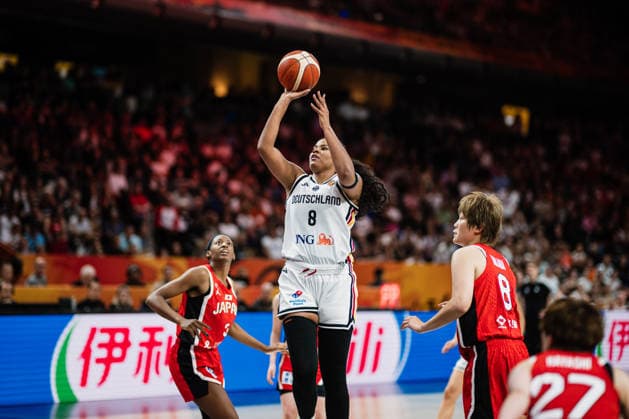 2026 FIBA Women’s Basketball World Cup: Germany vs. Japan, September 5, 2026—Nyara Sabally of Germany, No. 8, shoots a basketball, FIBA Women’s Basketball World Cup 2026, Group Stage, Group A, Matchday 2: Germany vs. Japan on September 5, 2026, at the Max Schmeling Halle, Berlin Copyright: xBEAUTIFULxSPORTS Tonhäuserx