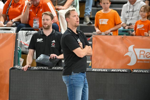 Christian Held, RASTA Vechta; Coach dissatisfied; RASTA Vechta vs. Bakken Bears, exhibition game, 2026–2027 season, September 5, 2026, RASTA Vechta vs. Bakken Bears, Exhibition Game, 2026–2027 Season, September 5, 2026, Vechta Copyright: xEibner-Pressefoto RobertxGertzenx EP_RGN