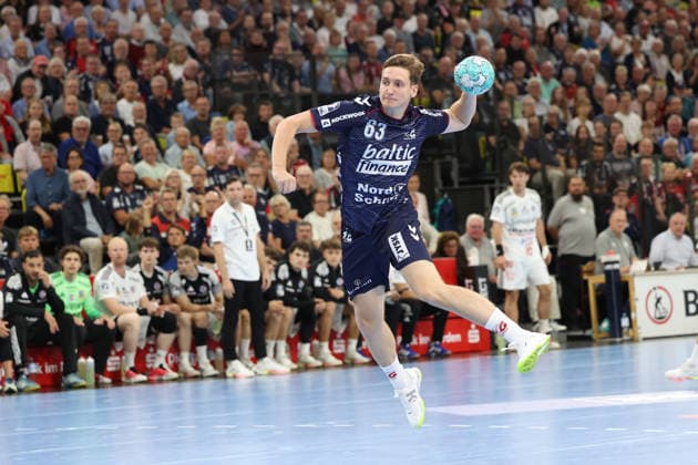 September 5, 2026, xBHAx, Handball, Opel HBL, 2026–2027 Season, 1st HBL, SG Flensburg Handewitt vs. HC Erlangen, GGW Arena, Domen Novak, SG Flensburg Handewitt 63 on offense, Schleswig-Holstein, Germany