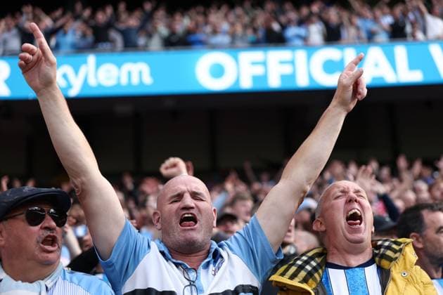 Coventry City fans. Manchester City v Coventry City, Premier League Football, Football, Etihad Stadium, Manchester, UK - 05 Sep 2026Manchester Etihad Stadium United Kingdom EDITORIAL USE ONLY No use with unauthorised audio, video, data, fixture lists, club league logos or live services. Online in-match use limited to 120 images, no video emulation. No use in betting, games or single club league player publications. Copyright: xRyanxBrowne Shutterstockx 17134976ii