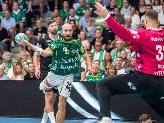 Marcel Schiller, Frisch Auf Goeppingen, No. 24 (outside back), Frisch Auf Goeppingen vs. THW Kiel, Handball, 1st Bundesliga, Men, 2026–2027 season, September 6, 2026, Frisch Auf Göppingen vs. THW Kiel, Handball, 1st Bundesliga, Men, 2026–2027 season, September 6, 2026, Göppingen Copyright: xEibner-Pressefoto MichaelxSchmidx EP_MST