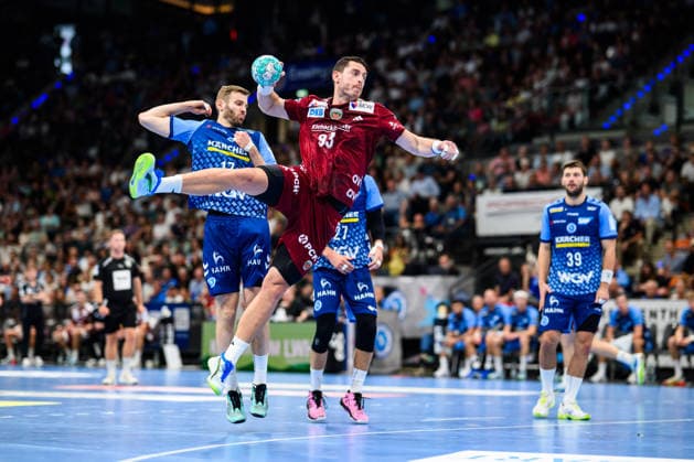 TVB Stuttgart vs. Füchse Berlin, Handball 1 Bundesliga, Men, 2026–2027 Season, TVB Stuttgart vs. Füchse Berlin, Porsche Arena, Berlin’s Mijajlo Marsenic in action, Stuttgart, Porsche Arena, Baden-Württemberg, Germany