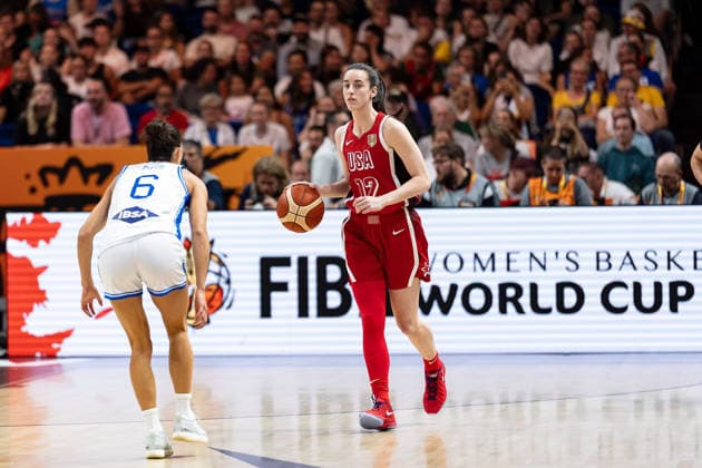 Caitlin Clark (USA), No. 12, dribbling; Francesca Pasa (Italy), No. 06; GER; Italy vs. USA; Basketball; 2026 FIBA Women’s World Cup; Group Stage; Matchday 2; September 6, 2026, Germany, Italy vs. USA, Basketball, 2026 FIBA Women’s World Cup, Group Stage, Matchday 2, September 6, 2026, Berlin Copyright: xEibner-Pressefoto MaxxVincenx EP_MVN