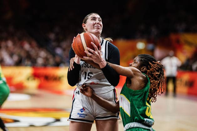 2026 FIBA Women’s Basketball World Cup: Germany vs. Mali, September 7, 2026; Luisa Geiselsoder (Germany), 15, vs. Rokia Doumbia (Mali), 52; Basketball, FIBA Women’s Basketball World Cup 2026, Group Stage, Group A, Matchday 3: Germany vs. Mali on September 7, 2026, at the Uber Arena, Berlin Copyright: xBEAUTIFULxSPORTS Tonhäuserx