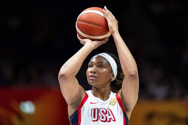 Kiki Iriafen (USA), No. 9 at the free-throw line, still image, single photo, portrait, cutout, GER, USA vs. Czech Republic, basketball, 2026 FIBA Women’s World Cup, group stage, Matchday 3, September 7, 2026, GER, USA vs. Czech Republic, basketball, FIBA Women’s World Cup 2026, group stage, Match Day 3, September 7, 2026, Berlin Copyright: xEibner-Pressefoto MaxxVincenx EP_MVN