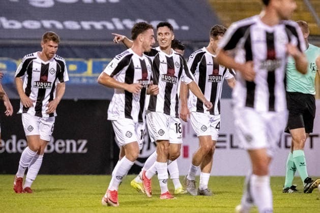 VfR Aalen vs. SSV Ulm 1846 Soccer, Regionalliga Southwest, Matchday 6, Bediani Arena, Aalen, September 8, 2026—Celebration, Cheers, Joy After a Goal: Dean Melo of VfR Aalen scores the 1–0 goal, Matchday 6, Bediani Arena, Aalen, September 8, 2026—Photo by Lucca Fundel, Aalen, Bediani Arena, Baden-Württemberg, Germany— soccer, Regionalliga Southwest, Matchday 6, Bediani Arena Aalen, September 8, 2026. Photo by Lucca Fundel, Aalen, Bediani Arena, Baden-Württemberg, Germany