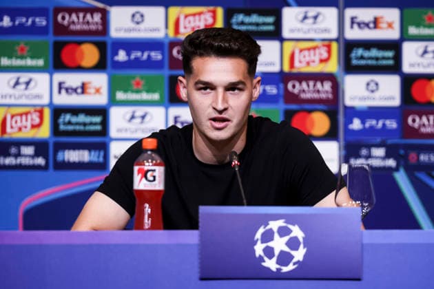 September 8, 2026, Barcelona, Barcelona, Spain: Mika Marmol of Feyenoord attends his press conference, PK, Pressekonferenz ahead of the UEFA Champions League 2026 27, football match against FC Barcelona, Barca at Spotify Camp Nou Stadium on September 08, 2026 in Barcelona, Spain. Feyenoord Press Conference - UEFA Champions League 2026 27 - ZUMAa181 20260908_zaa_a181_076 Copyright: xJavierxBorregox