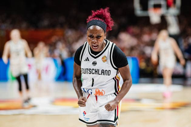 FIBA Women’s Basketball World Cup 2026: Germany vs. South Korea, September 8, 2026—Alexis Peterson (Germany) celebrates on September 1, cheering, shouting, calling out Basketball, FIBA Women’s Basketball World Cup 2026, Final Phase, Qualification for the Quarterfinals: Germany vs. South Korea on September 8, 2026, at the Uber Arena, Berlin Copyright: xBEAUTIFULxSPORTS Tonhäuserx