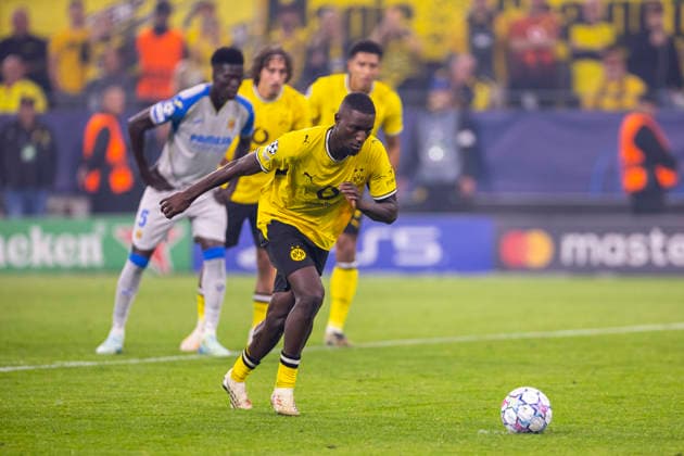 September 8, 2026, Soccer, Matchday 1 of the UEFA Champions League, Borussia Dortmund vs. Villarreal, Serhou Guirassy, Borussia Dortmund wins 3–1 on a penalty kick, Dortmund, Signal Iduna Park, North Rhine-Westphalia, Germany, xRHR, PHOTO: DEx Copyright: DennisxEwert RHR-FOTOx RHR-FOTO DE