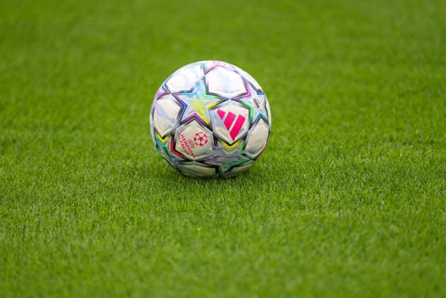 The official adidas match ball of the UEFA Champions League on the field at the Allianz Arena, themed photo, themed image, symbolic photo, symbolic image, GER, final training session and press conference, FK Bodo Glimt, soccer, UEFA Champions League, Matchday 1, league phase, 2026–2027 season, September 9, 2026, GER, final training session and press conference, FK Bodo Glimt, soccer, UEFA Champions League, Matchday 1, league phase, 2026–2027 season, September 9, 2026, Munich Copyright: xEibner-Pressefoto JennixMaulx EP_JML