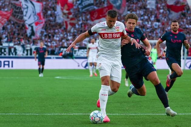 Ermedin Demirovic 9 of VfB Stuttgart in action against Henrik Heggheim 5 of Viking Stavanger, VfB Stuttgart vs. Viking Stavanger, Soccer, Men, UEFA Champions League, 2026–2027 Season, Matchday 1, September 9, 2026, Stuttgart, Baden-Württemberg, Germany Copyright: xkolbert-press MartinxAgüerax