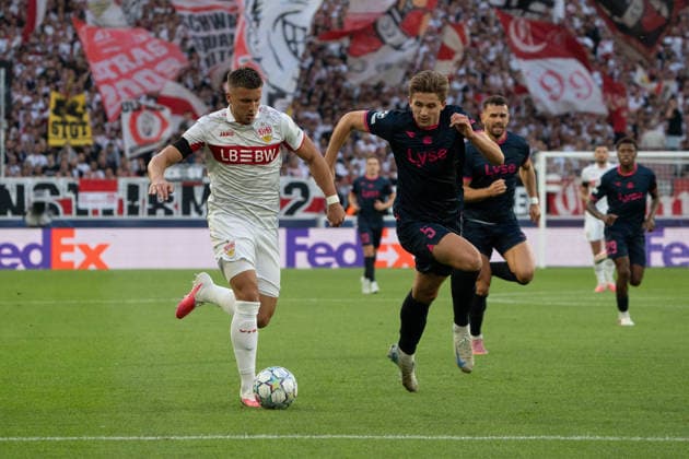 Tackle: Ermedin Demirovic (VfB Stuttgart, 09) vs. Henrik Heggheim (Viking FK Stavanger, 05), GER, VfB Stuttgart vs. Viking FK Stavanger, Soccer, UEFA Champions League, Matchday 1, 2026–2027 season, September 9, 2026, GER, VfB Stuttgart vs. Viking FK Stavanger, Soccer, UEFA Champions League, Matchday 1, 2026–2027 season, September 9, 2026, Stuttgart Copyright: xEibner-Pressefoto EdwardxCheungx EP_ECG