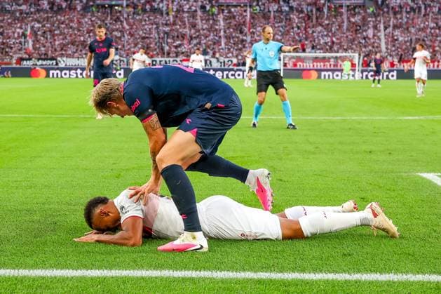 Play between Jamie Leweling (18, VfB Stuttgart) and Jesper Daland (27, Viking Stavanger), VfB Stuttgart vs. Viking Stavanger, Soccer, Men, UEFA Champions League, 2026–2027 Season, Matchday 1, September 9, 2026, Stuttgart, Baden-Württemberg, Germany Copyright: xkolbert-press MartinxAgüerax