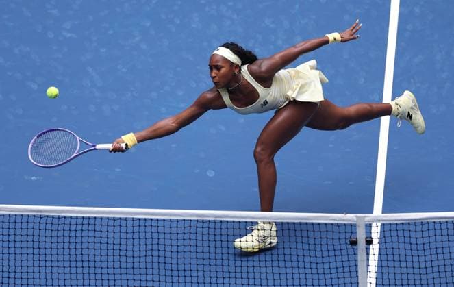 Coco Gauff of USA in action 2026 US Open, Day Eleven, USTA Billie Jean King National Tennis Center, New York, USA - 09 Sep 2026New York USTA Billie Jean King National T New York (NY) United States of America EDITORIAL USE ONLY No use with unauthorised audio, video, data, fixture lists, club league logos or live services. Online in-match use limited to 120 images, no video emulation. No use in betting, games or single club league player publications. Copyright: xEllaxLing Shutterstockx 17140159q
