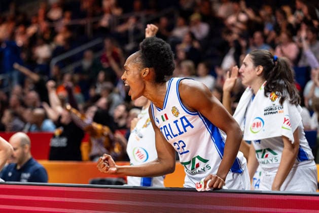 Olbis Andre, Italy, 22, celebrates, GER, Italy vs. Australia, Basketball, 2026 FIBA Women’s World Cup, Qualification for the Quarterfinals, September 9, 2026, GER, Italy vs. Australia, Basketball, FIBA Women’s World Cup 2026, Qualification for the quarterfinals, September 9, 2026, Berlin Copyright: xEibner-Pressefoto MaxxVincenx EP_MVN