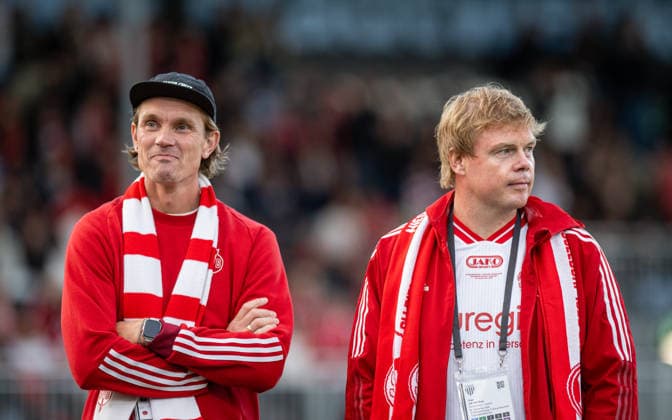 Soccer, 2026–2027 Season, Lower Rhine Cup, September 9, 2026, First Round, Men’s Division, SV Biemenhorst White vs. Fortuna Düsseldorf Black; from left: Matthias Essink, Sports Director of SV Biemenhorst; Sven van den Berg, Head of Senior Soccer at SV Biemenhorst; Bocholt, Stadion am Huenting, Germany 260909_fb_sv-biemenhorst_fortuna-duesseldorf_58742