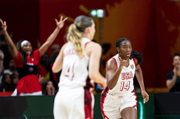 Aliyah Boston (USA), 14, celebrates, GER, USA vs. Hungary, Basketball, 2026 FIBA Women’s World Cup, Quarterfinals, September 10, 2026, GER, USA vs. Hungary, Basketball, 2026 FIBA Women’s World Cup, Quarterfinals, September 10, 2026, Berlin Copyright: xEibner-Pressefoto MaxxVincenx EP_MVN