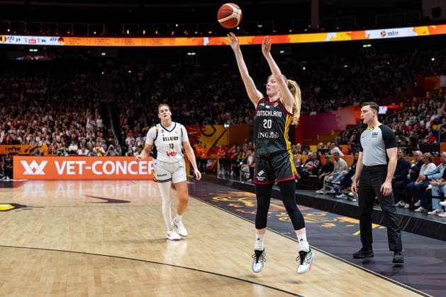Frieda Buehner, Germany, 20, shooting, GER, Belgium vs. Germany, Basketball, 2026 FIBA Women s World Cup, Quarterfinals, September 10, 2026, GER, Belgium vs. Germany, Basketball, 2026 FIBA Women s World Cup, Quarterfinals, September 10, 2026, Berlin Copyright: xEibner-Pressefoto MaxxVincenx EP_MVN