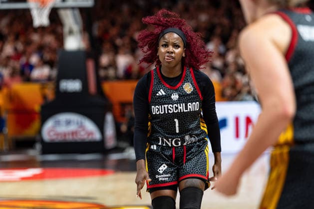 Alexis Peterson, Germany, 01, cheering, GER, Belgium vs. Germany, Basketball, 2026 FIBA Women’s World Cup, Quarterfinals, September 10, 2026, GER, Belgium vs. Germany, Basketball, 2026 FIBA Women’s World Cup, Quarterfinals, September 10, 2026, Berlin Copyright: xEibner-Pressefoto MaxxVincenx EP_MVN