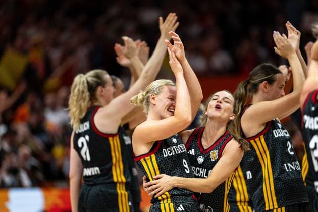 Emma Eichmeyer, Germany, 09; Britta Daub, Germany, 19, celebrating after the victory at the end of the game, GER, Belgium vs. Germany, basketball, FIBA Women’s World Cup 2026, Quarterfinals, September 10, 2026, GER, Belgium vs. Germany, Basketball, FIBA Women’s World Cup 2026, Quarterfinals, September 10, 2026, Berlin Copyright: xEibner-Pressefoto MaxxVincenx EP_MVN