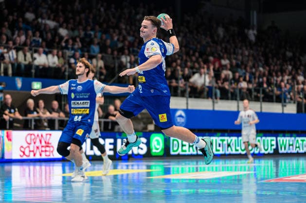 Felix Aellen, ThSV Eisenach, 22, alone in front of the goal (GER), ThSV Eisenach vs. SG BBM Bietigheim, 1st Opel Handball Bundesliga, Handball, Matchday 4, 2026–2027 Season, 7:00 p.m., September 10, 2026 GER, ThSV Eisenach vs. SG BBM Bietigheim, 1st Opel Handball Bundesliga, Handball, Matchday 4, 2026–2027 season, 7:00 p.m., September 10, 2026, Eisenach Copyright: xMartinxHerbstx
