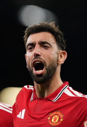 Manchester, England, 10th September 2026. Second goal scorer Bruno Fernandes of Manchester United, ManU celebrates during the Manchester United vs Sabah UEFA Champions League match at Old Trafford, Manchester. Picture credit should read: Andrew Yates Sportimage EDITORIAL USE ONLY. No use with unauthorised audio, video, data, fixture lists, club league logos or live services. Online in-match use limited to 120 images, no video emulation. No use in betting, games or single club league player publications. SPI_031_AY_Man_Utd_Sabah SPI-4989-0031