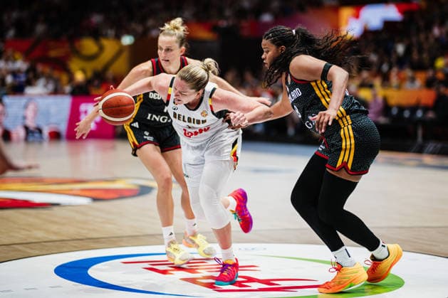 FIBA Women’s Basketball World Cup 2026: Belgium vs. Germany, September 10, 2026—Emma Meesseman (Belgium, No. 11) vs. Nyara Sabally (Germany, No. 8) and Leonie Fiebich (Germany, No. 13)—Basketball, FIBA Women’s Basketball World Cup 2026, Final Phase, Quarterfinals: Belgium vs. Germany on September 10, 2026, at the Uber Arena, Berlin Copyright: xBEAUTIFULxSPORTS Tonhäuserx