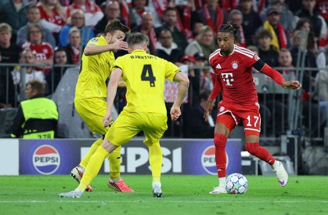 September 10, 2026, GER, Soccer, Men s, UEFA Champions League, Group Stage, 2026–2027 Season, Matchday 1, FC Bayern Munich vs. FK Bodø Glimt: Odin Bjortuft (FK Bodø Glimt 04) in a duel with Michael Olise, FC Bayern Munich 17, Munich, Allianz Arena, Bayern, Germany Copyright: xNordphoto Schneiderx