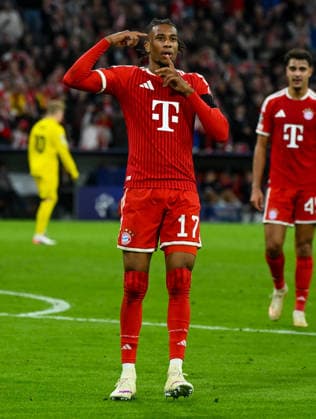 September 10, 2026, xemx, Soccer, UEFA Champions League, FC Bayern Munich vs. FK Bodø Glimt, Michael Olise, FC Bayern Munich, cheering, goal celebration, celebrating the goal, celebrating the 4-0 goal in Munich