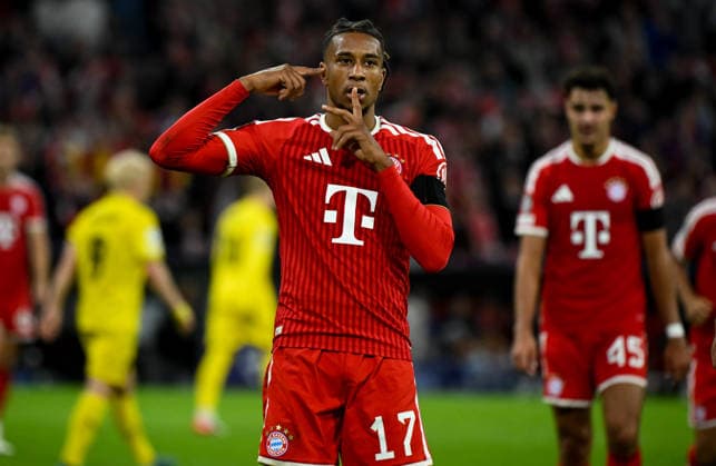 September 10, 2026, xemx, Soccer, UEFA Champions League, FC Bayern Munich vs. FK Bodø Glimt, Michael Olise, FC Bayern Munich, cheering, goal celebration, celebrating the goal, celebrating the 4-0 goal in Munich
